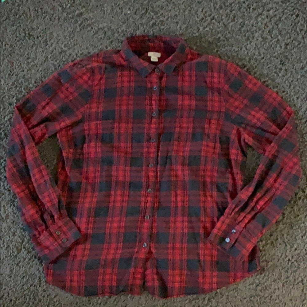 J Crew women’s plaid flannel long sleeve size XL